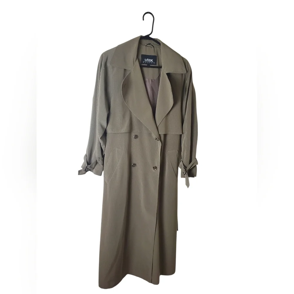 Vintage Utex Disign Trech Coat-Tan Beige Size 10 - Picture 6 of 7